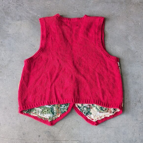 Vintage Tiara Red Horse and Cowboy Western Scene Knit Sweater Vest - Picture 7 of 7